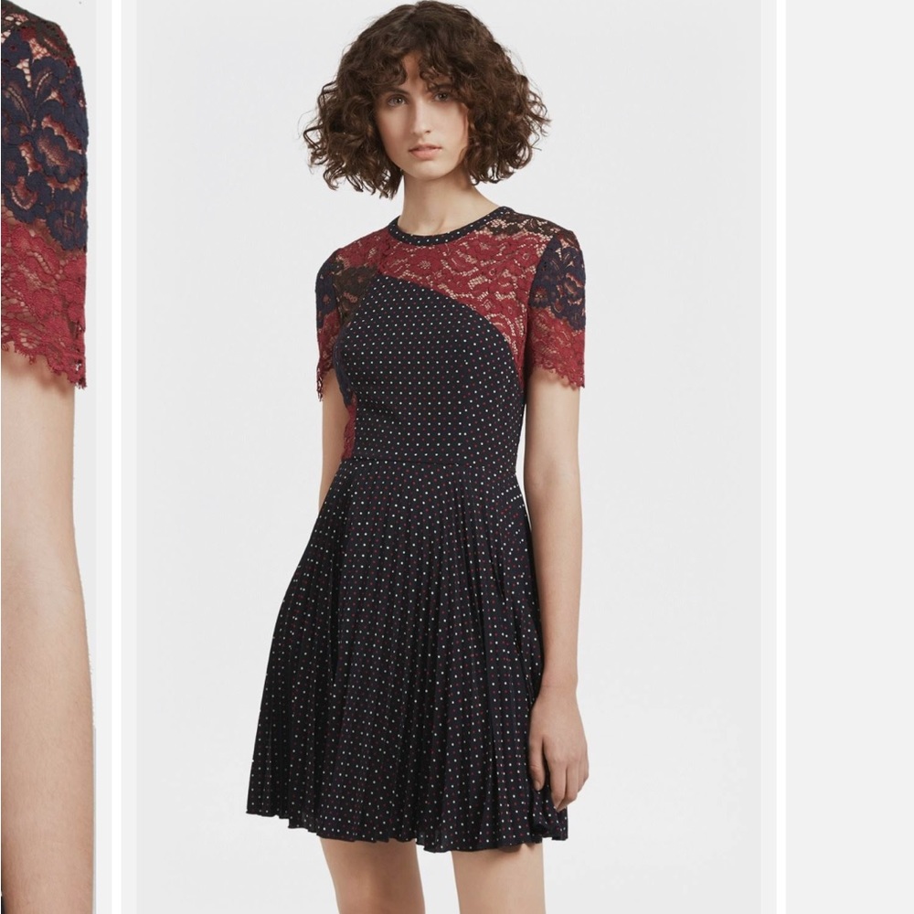 French Connection Phoebe Mix Lace Polka Dot Dress Size 6